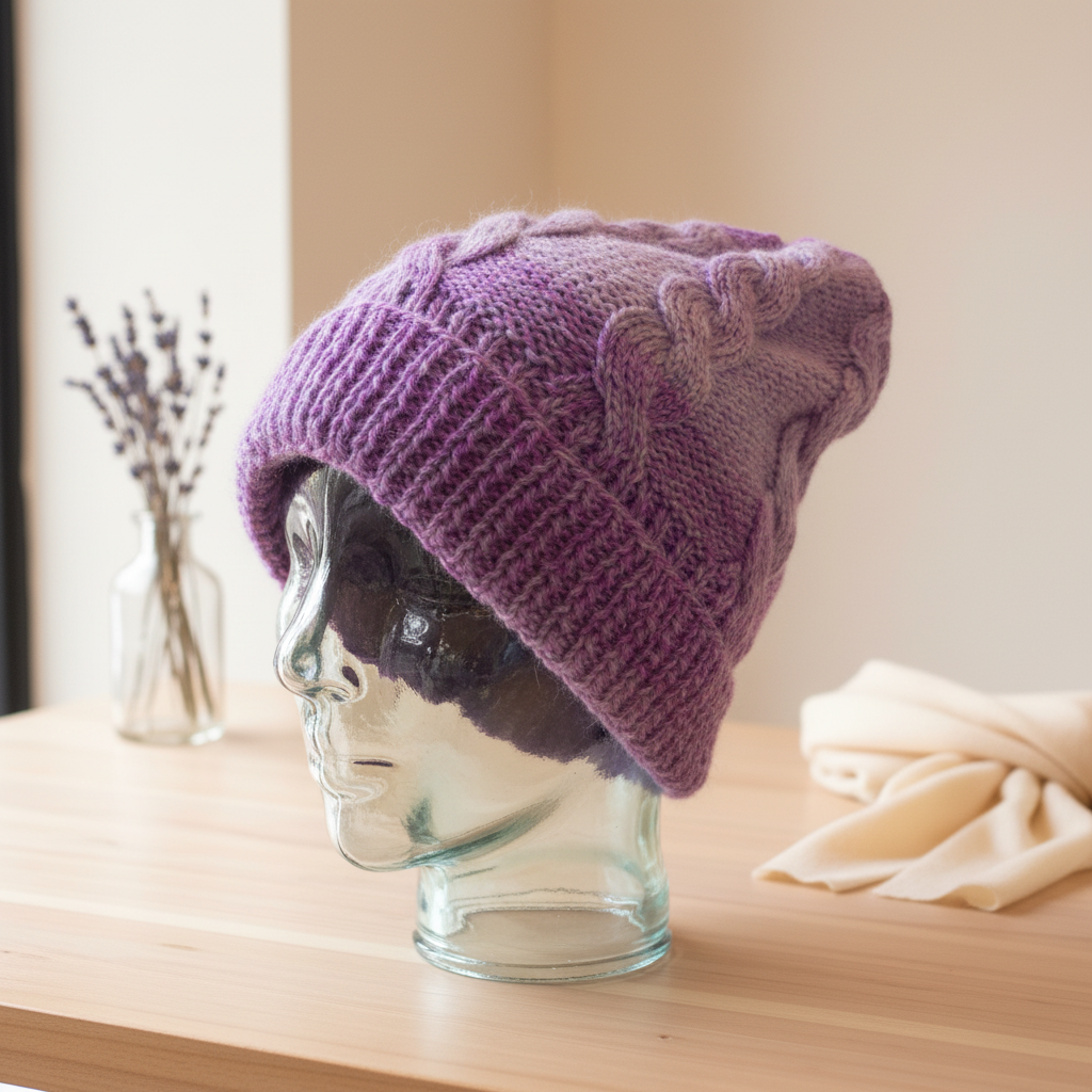 Handgestrickte Alpakahaube